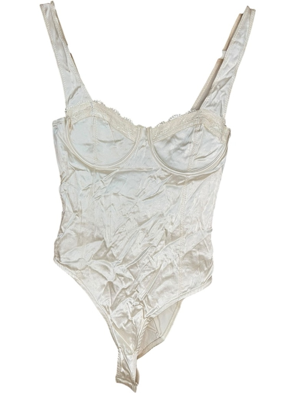 Zara Satin Bustier Bodysuit Cream